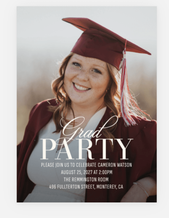 graduation party supplies invite